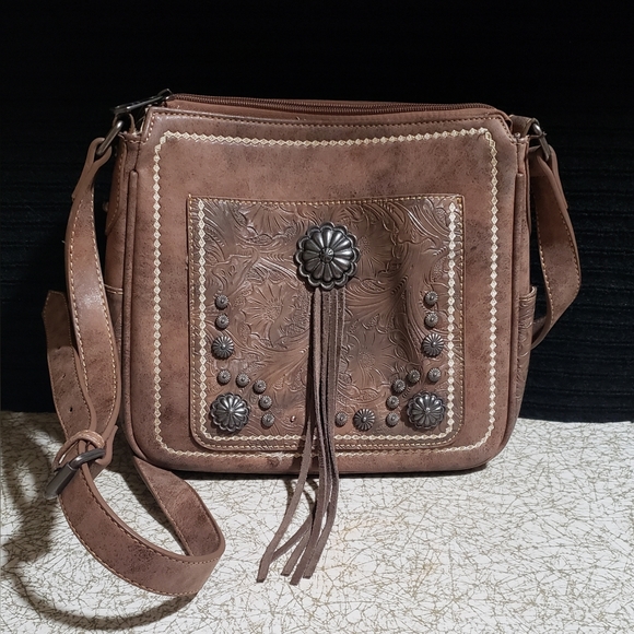 Montana West Handbags - Montana West Tooled Leather Crossbody bag